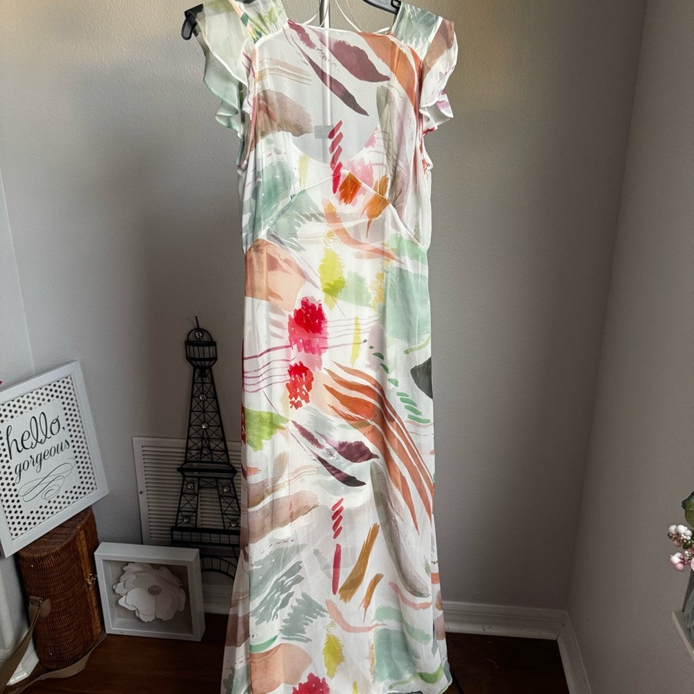 NWT Antonio Melani x M.G. Style Mal Paint Streak Maxi Dress Sz 6 - Picture 6 of 11